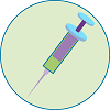 The image depicts a syringe, which is closely associated with immunization.
